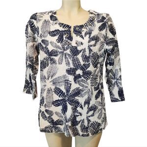 Rebecca Malone Navy and White Women's Top Size Medium